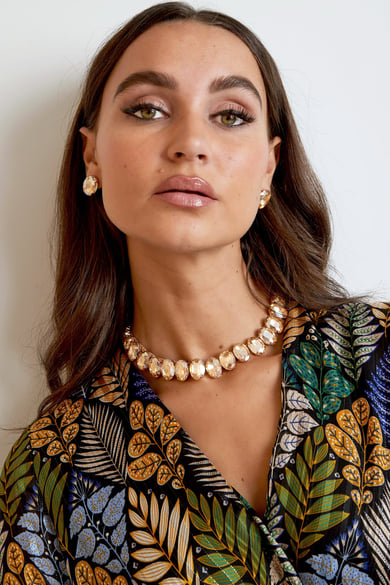 Collar perlas ovaladas grandes - beige h5 Imagen2